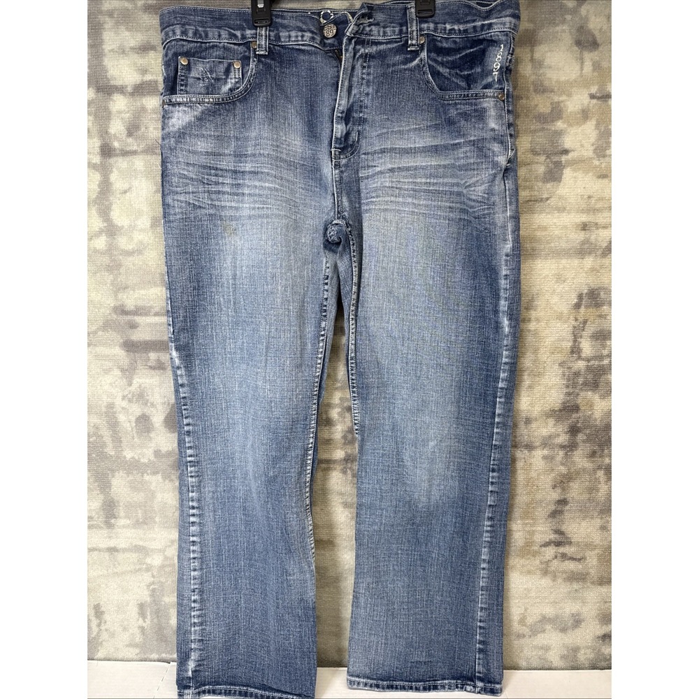1897 Denim Mens W36x L30 Straight Leg Jeans Medium Wash Cotton Stretch Blend